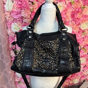 Black Studded Frye Bag With Removable Strap